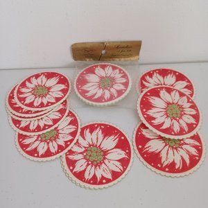 Coasters Paper Art Christmas Poinsettia Mid Century Modern Unused Used Total 22